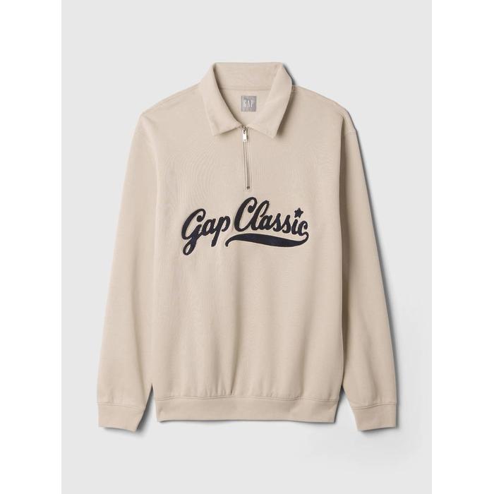 Gap Logo Vintage Soft Fermuarlı Pullover Sweatshirt цвет: Бежевый