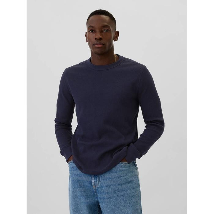Waffle-Knit Crewneck T-Shirt цвет: Синий