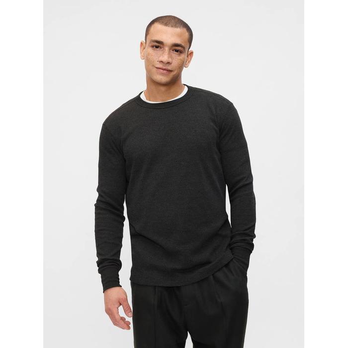 Waffle-Knit Crewneck T-Shirt цвет: Чёрный