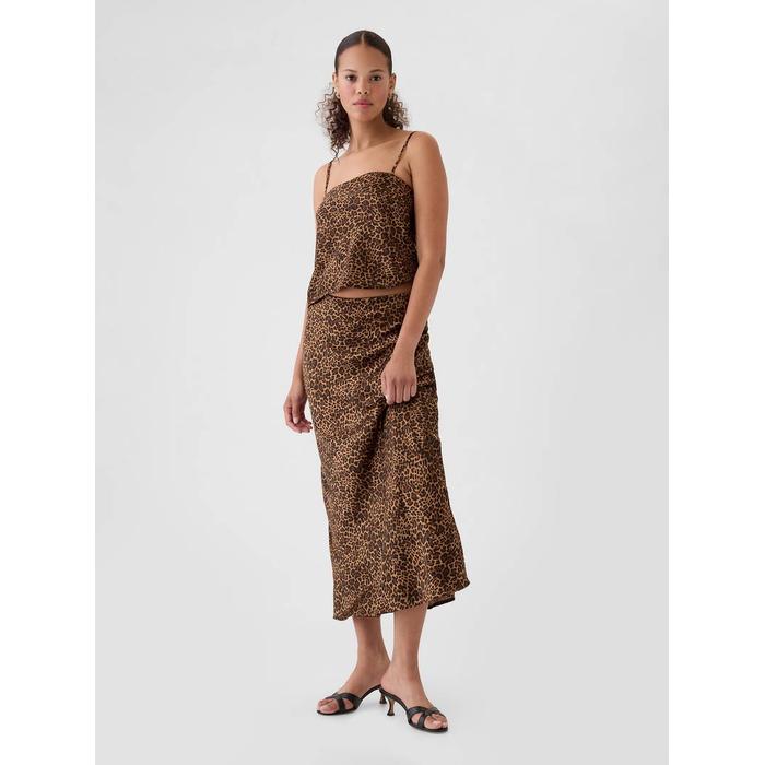 Leopar Desenli Saten Bluz цвет: Коричневый