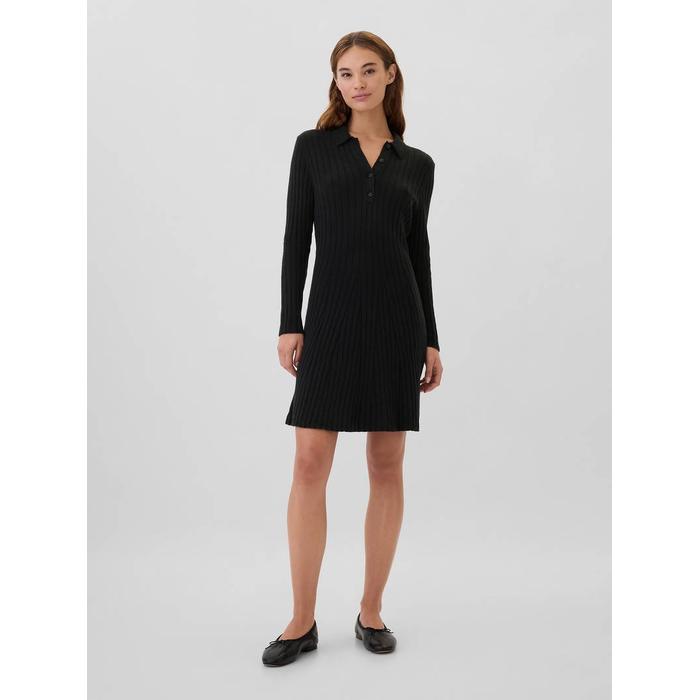 Polo Yaka Triko Mini Elbise цвет: Чёрный