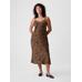 Leopar Desenli Saten Midi Elbise цвет: Коричневый
