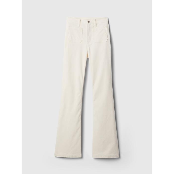 High Rise Kadife '70s Flare Jean Pantolon цвет: Белый