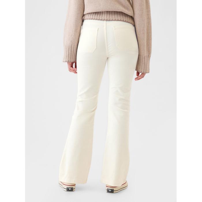 High Rise Kadife '70s Flare Jean Pantolon цвет: Белый