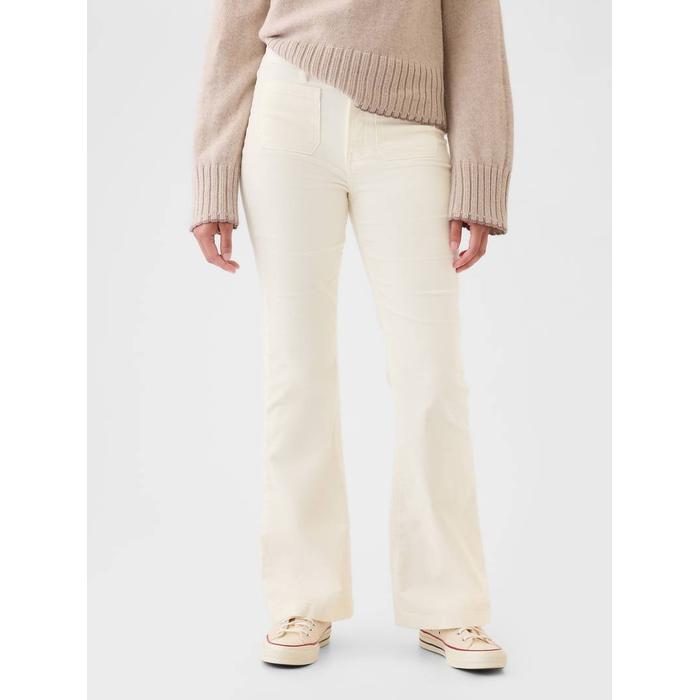 High Rise Kadife '70s Flare Jean Pantolon цвет: Белый