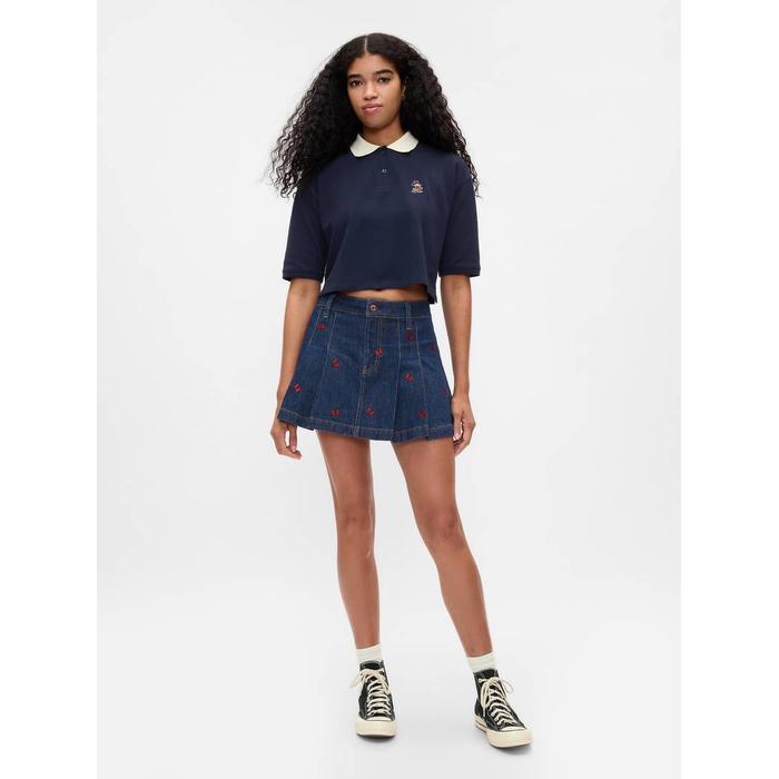 Gap × Disney Minnie Mouse İşlemeli Mini Denim Etek цвет: Синий