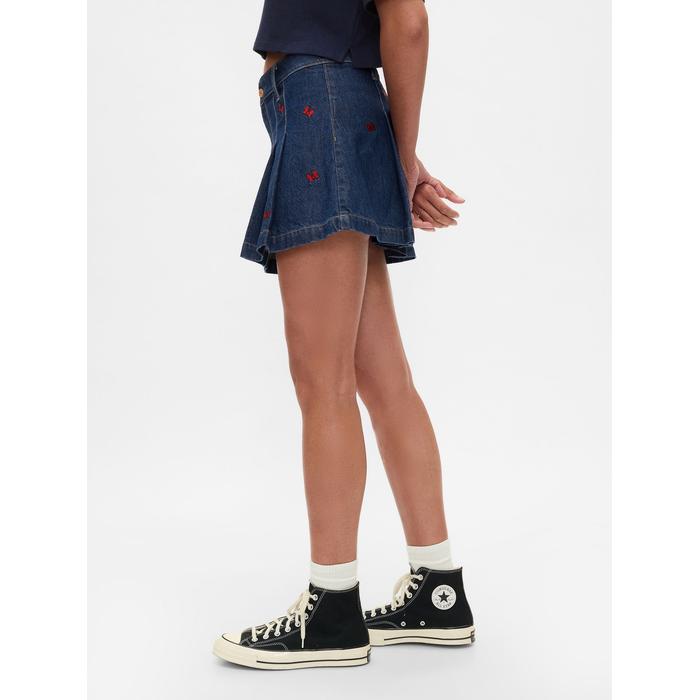 Gap × Disney Minnie Mouse İşlemeli Mini Denim Etek цвет: Синий