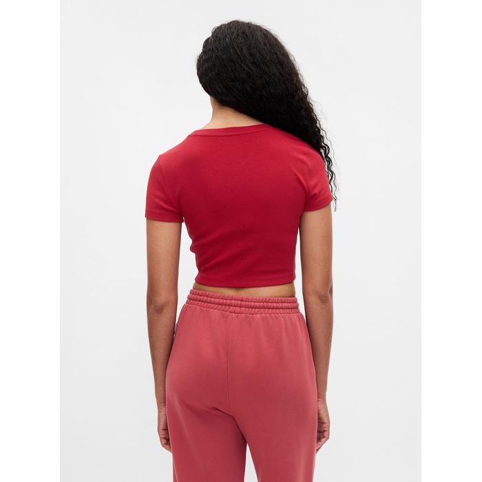 Gap × Disney Bisiklet Yaka Crop T-Shirt цвет: Красный