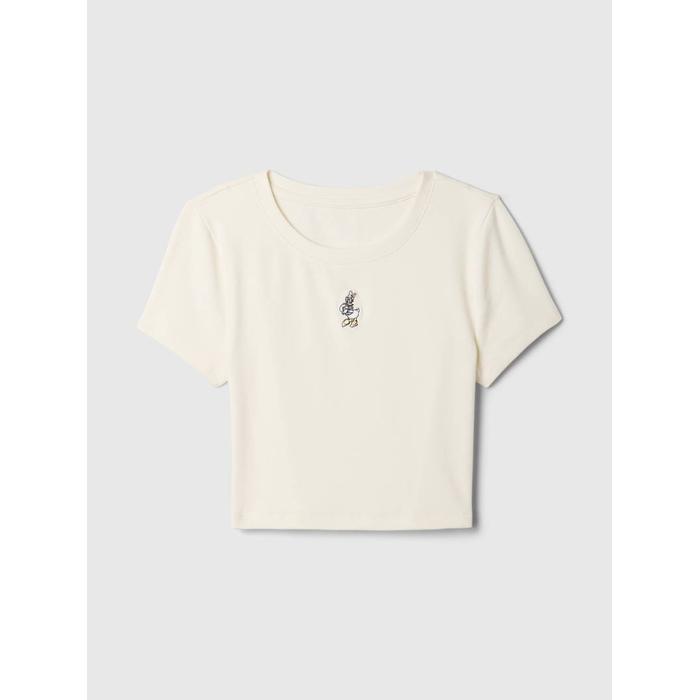 Gap × Disney Bisiklet Yaka Crop T-Shirt цвет: Бежевый