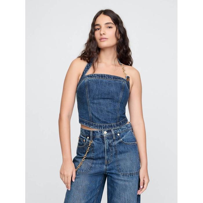 Gap × Cult Gaia Denim Crop Büstiyer цвет: Голубой