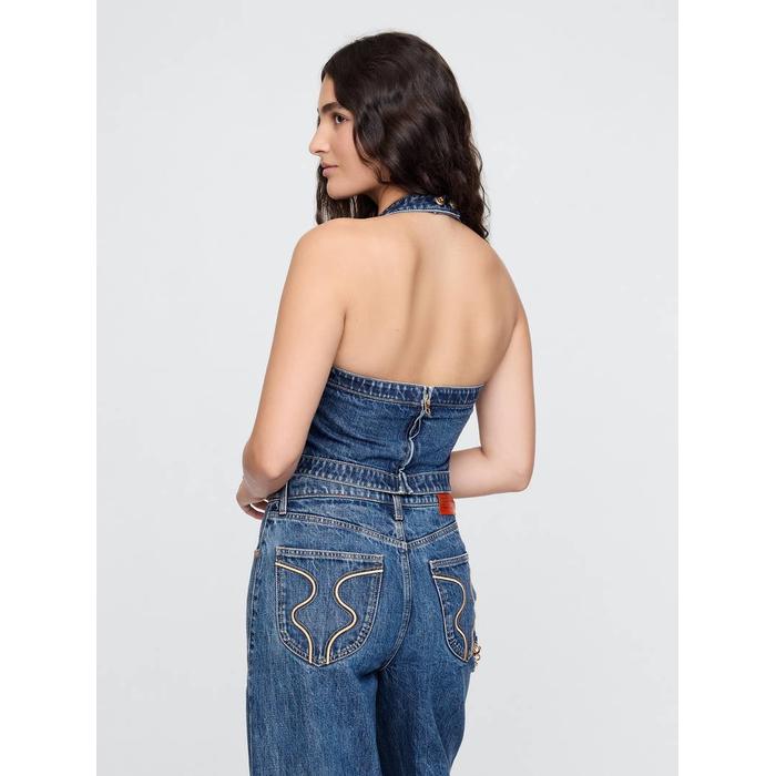 Gap × Cult Gaia Denim Crop Büstiyer цвет: Голубой