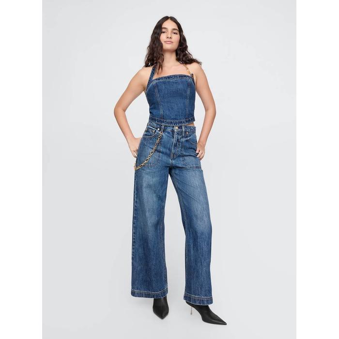 Gap × Cult Gaia Denim Crop Büstiyer цвет: Голубой