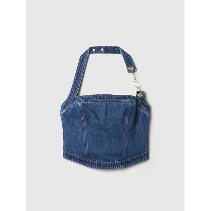 Gap × Cult Gaia Denim Crop Büstiyer цвет: Голубой