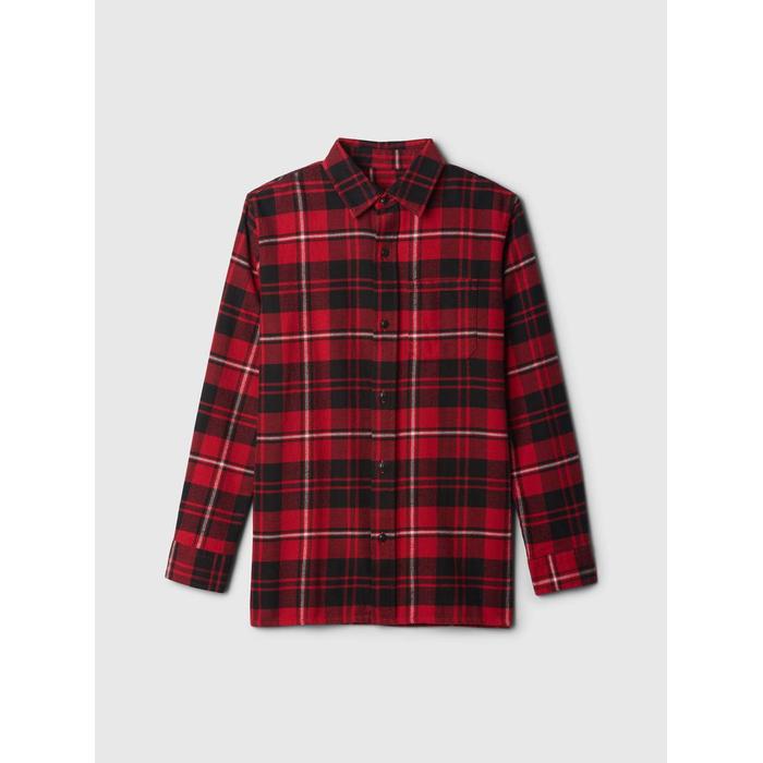 %100 Organik Pamuk Ekose Desenli Flannel Gömlek цвет: Красный