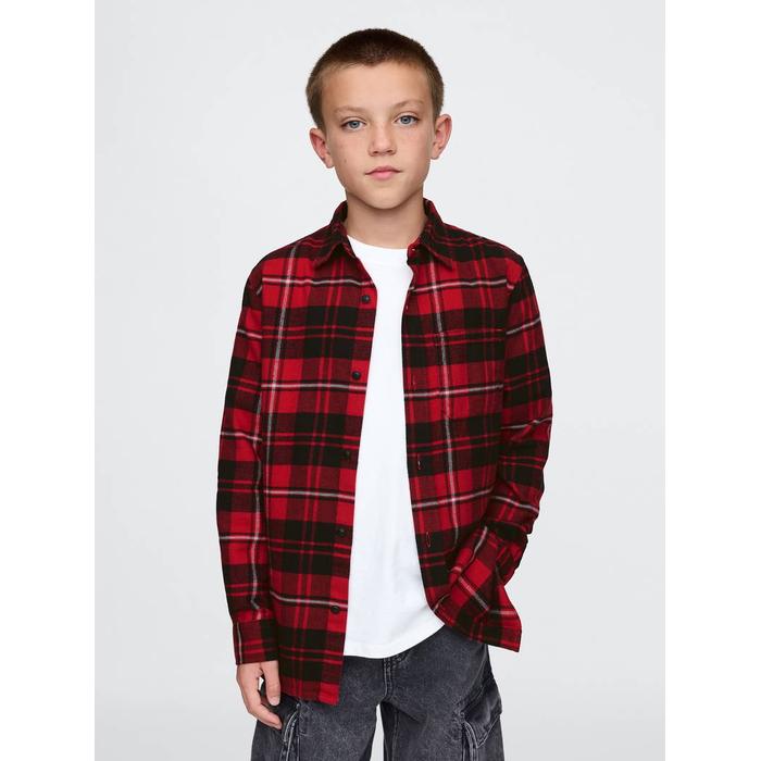 %100 Organik Pamuk Ekose Desenli Flannel Gömlek цвет: Красный