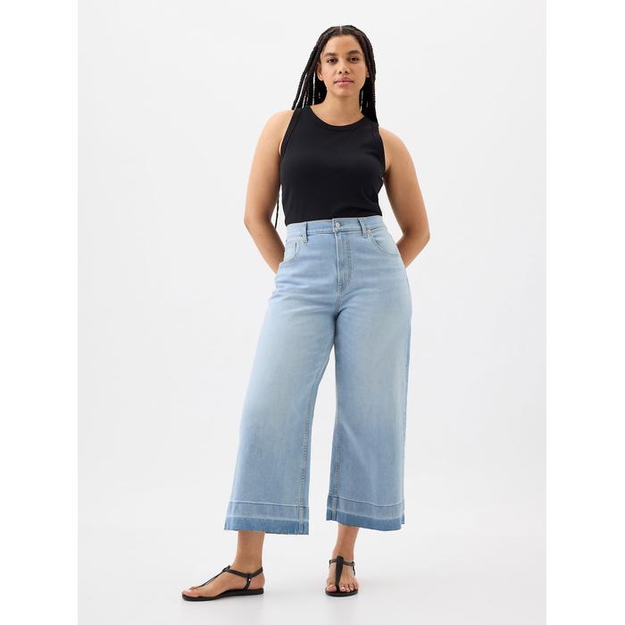High Rise Wide-Leg Crop Jean Pantolon