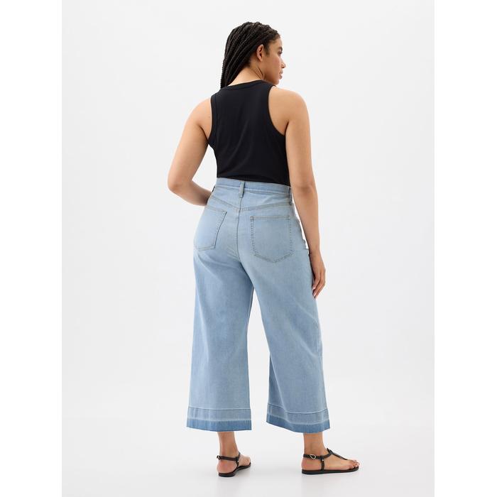 High Rise Wide-Leg Crop Jean Pantolon