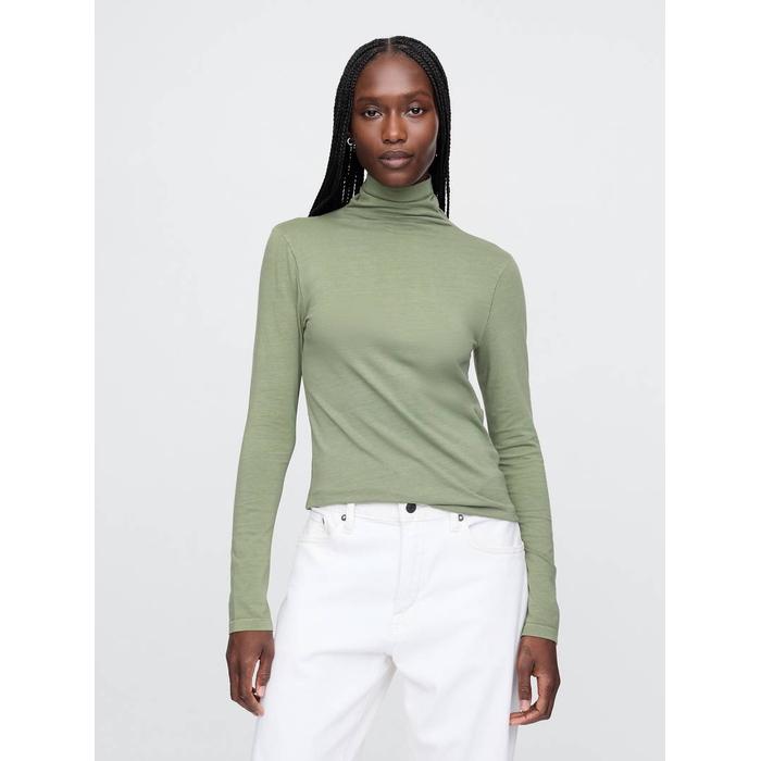 Modal Karışımlı Balıkçı Yaka T-Shirt цвет: Хаки