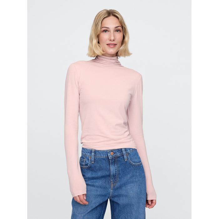 Modal Karışımlı Balıkçı Yaka T-Shirt цвет: Розовый