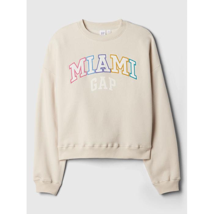 Gap Logo Grafikli Oversize Fleece Sweatshirt цвет: Бежевый