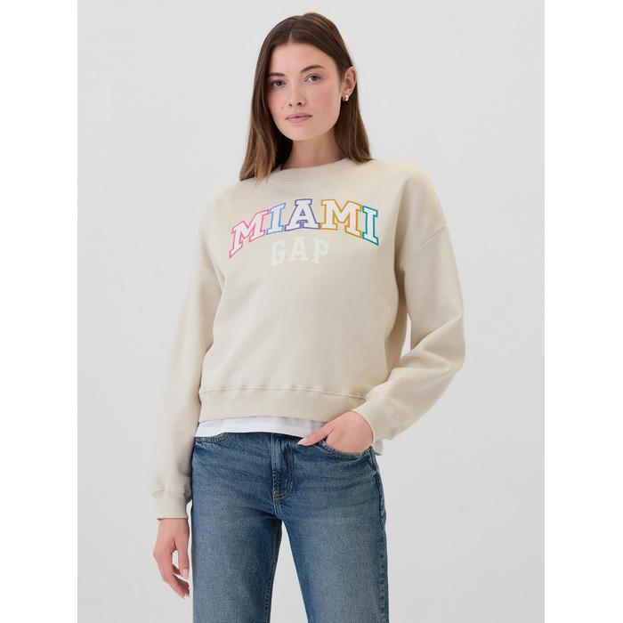 Gap Logo Grafikli Oversize Fleece Sweatshirt цвет: Бежевый