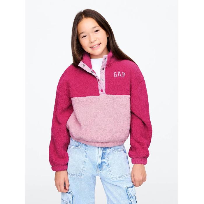 Gap Logo Relaxed Sherpa Sweatshirt цвет: Розовый