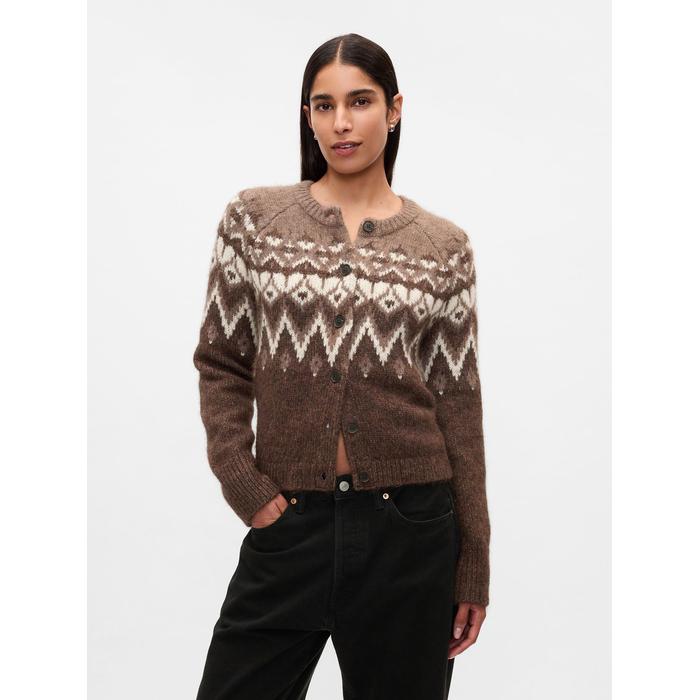 Укороченный кардиган с рисунком Fair Isle цвет: Коричневый