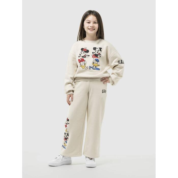 Gap Logo Disney Grafikli Relaxed Wide-Leg Fleece Eşofman Altı цвет: Белый