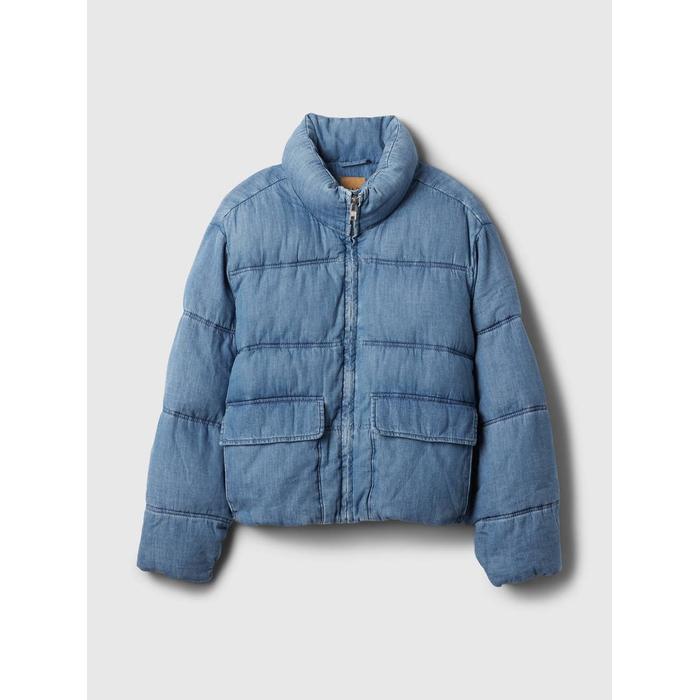 Oversize Denim Puffer Şişme Ceket цвет: Голубой