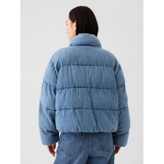 Oversize Denim Puffer Şişme Ceket цвет: Голубой