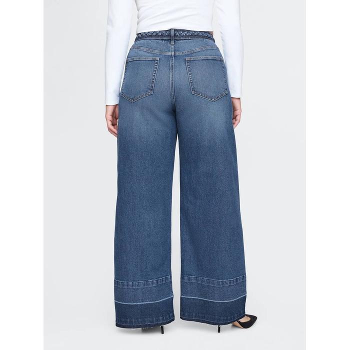 High Rise Stride Seamed Wide-Leg Jean Pantolon цвет: Голубой