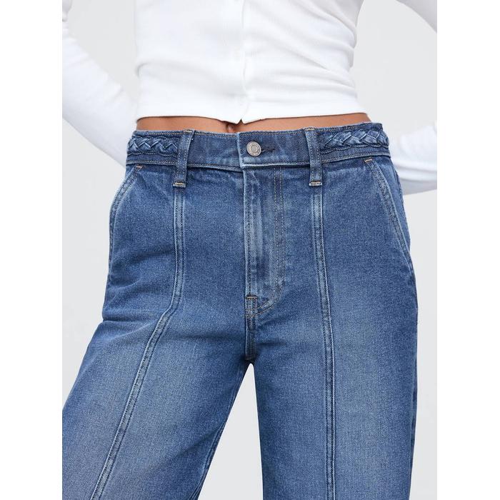 High Rise Stride Seamed Wide-Leg Jean Pantolon цвет: Голубой