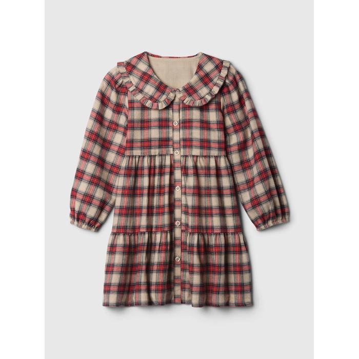 Ekose Desenli Flannel Gömlek Elbise цвет: Красный