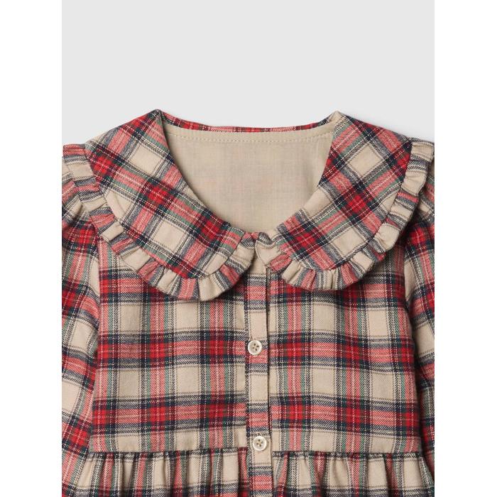 Ekose Desenli Flannel Gömlek Elbise цвет: Красный