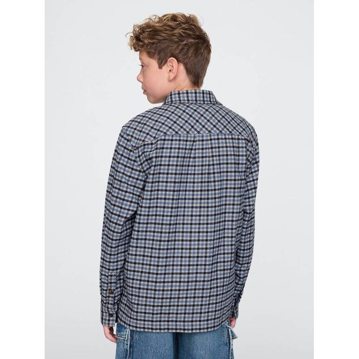 %100 Organik Pamuk Flannel Fermuarlı Gömlek цвет: Голубой