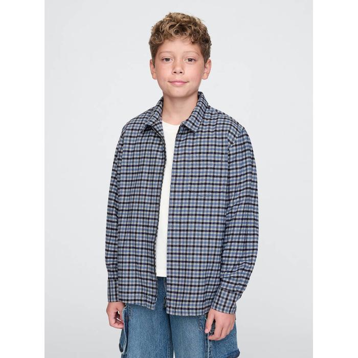 %100 Organik Pamuk Flannel Fermuarlı Gömlek цвет: Голубой