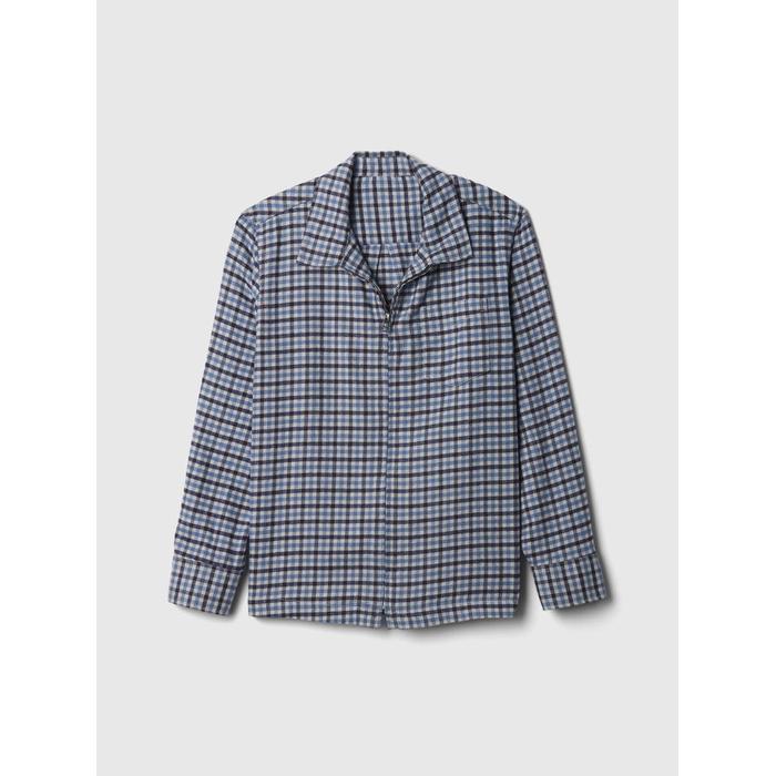 %100 Organik Pamuk Flannel Fermuarlı Gömlek цвет: Голубой