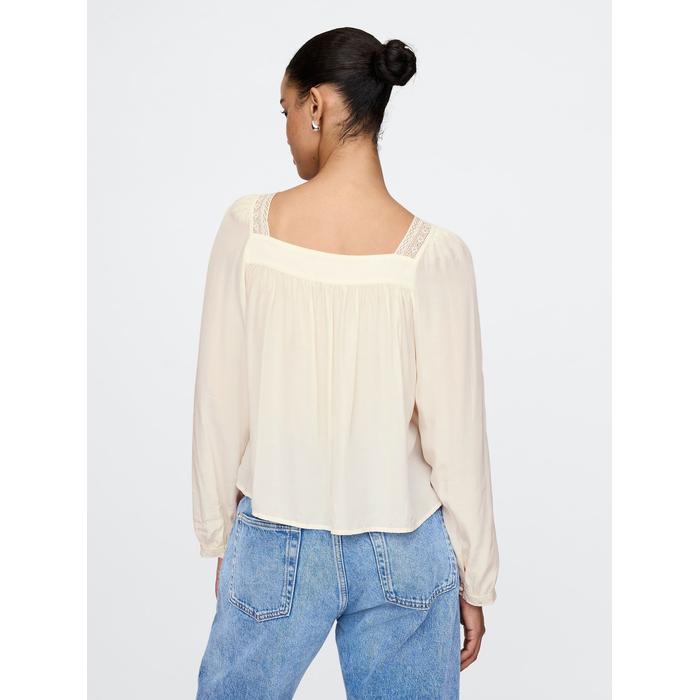 Fiyonk Detaylı Kare Yaka Crop Bluz цвет: Белый