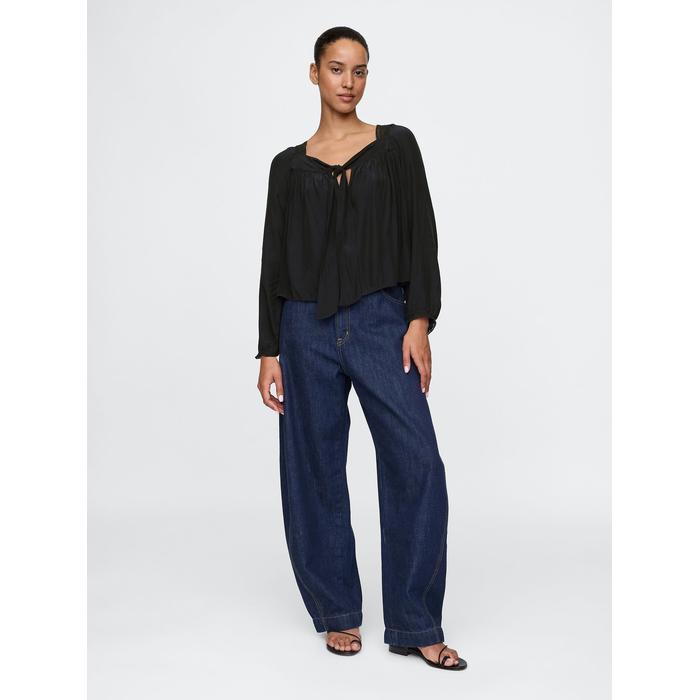 Fiyonk Detaylı Kare Yaka Crop Bluz цвет: Чёрный