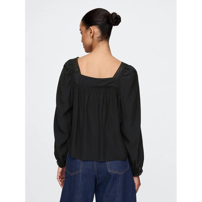 Fiyonk Detaylı Kare Yaka Crop Bluz цвет: Чёрный