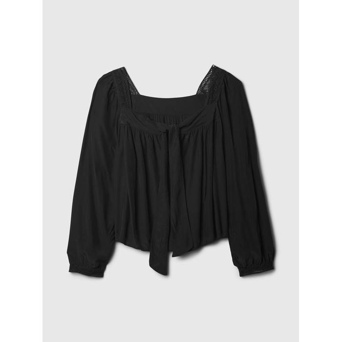 Fiyonk Detaylı Kare Yaka Crop Bluz цвет: Чёрный