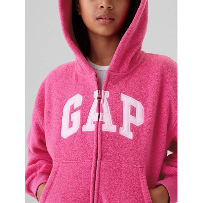 Gap Logo Fermuarlı Polar Fleece Sweatshirt цвет: Розовый