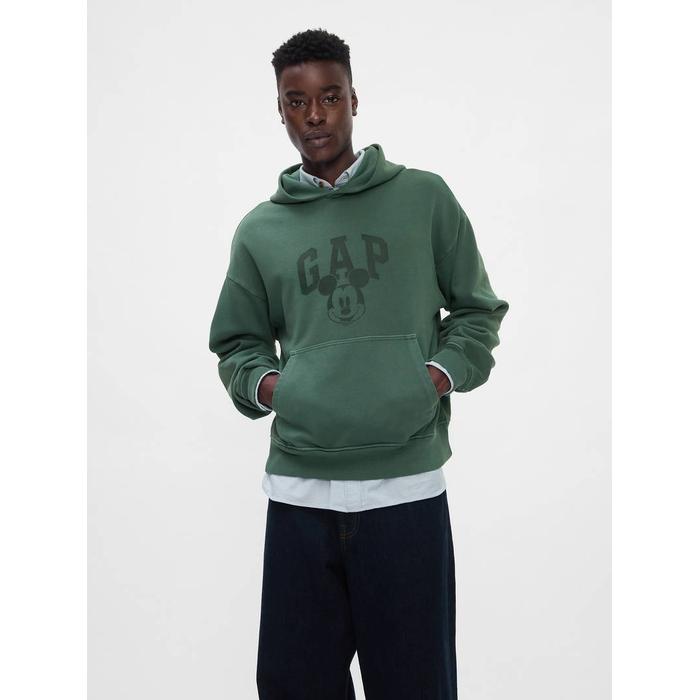 Gap logo × Disney Mickey Mouse Logo Kapşonlu Sweatshirt цвет: Зелёный
