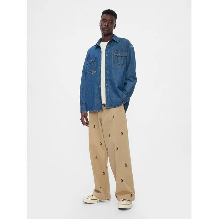 Gap × Disney İşlemeli Baggy Khaki Pantolon цвет: Бежевый