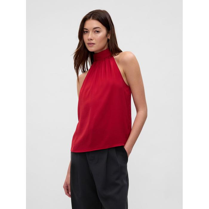 Halter Yaka Saten Bluz цвет: Красный