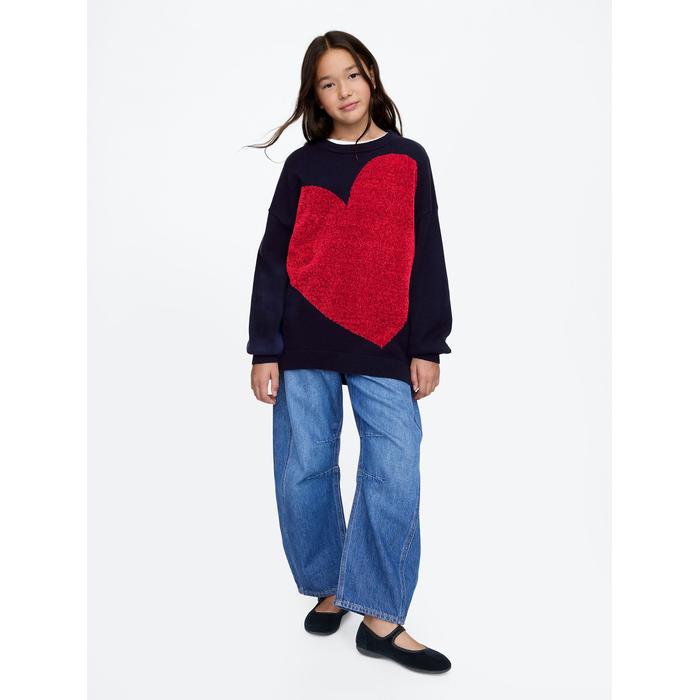 Grafikli Oversize Tunik Kazak цвет: Синий