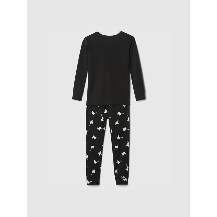 %100 Organik Pamuk Kedi Desenli Pijama Takımı цвет: Чёрный
