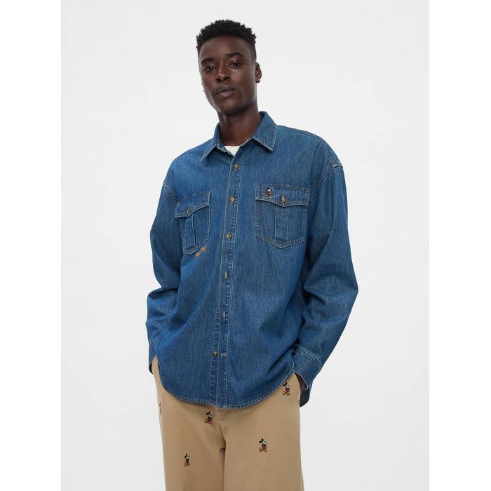 Gap × Disney Denim Western Gömlek цвет: Синий