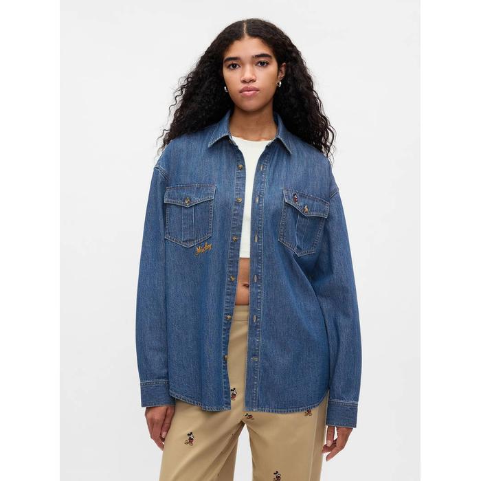 Gap × Disney Denim Western Gömlek цвет: Синий