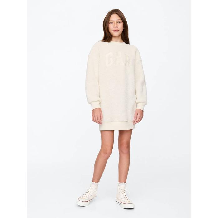 Gap Logo Sherpa Sweatshirt Elbise цвет: Бежевый